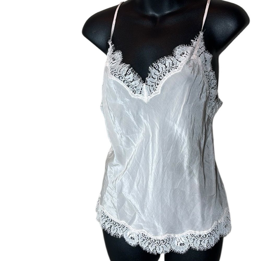 Victoria’s Secret satin slip babydoll tank top lace trim y2k baby pink fairycore